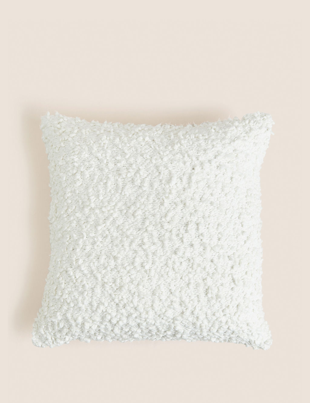 M&S Pure Cotton Boucle Cushion - 1SIZE - Cream, Cream