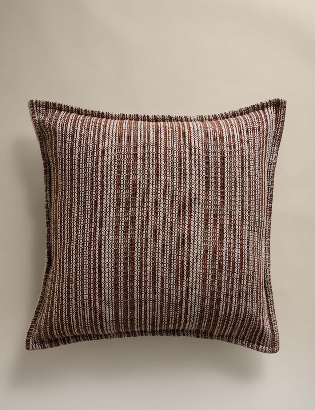 M&S Pure Cotton Woven Striped Cushion - Amber, Amber