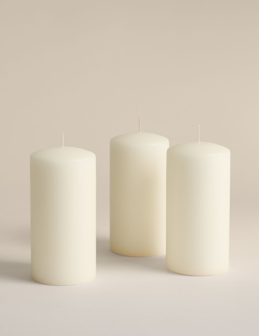 M&S Set of 3 Pillar Candles - White, White