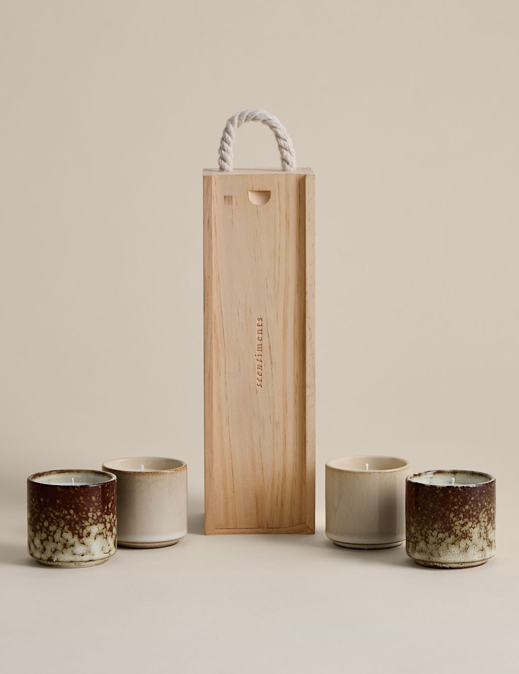 Scentiments Set of 4 Espresso Mug Candles - Brown Mix, Brown Mix