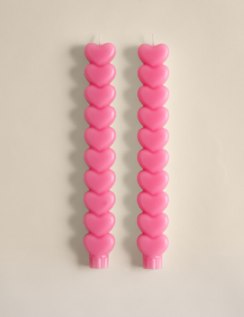 M&S 2 Pack Heart Dinner Candles - Pink, Pink