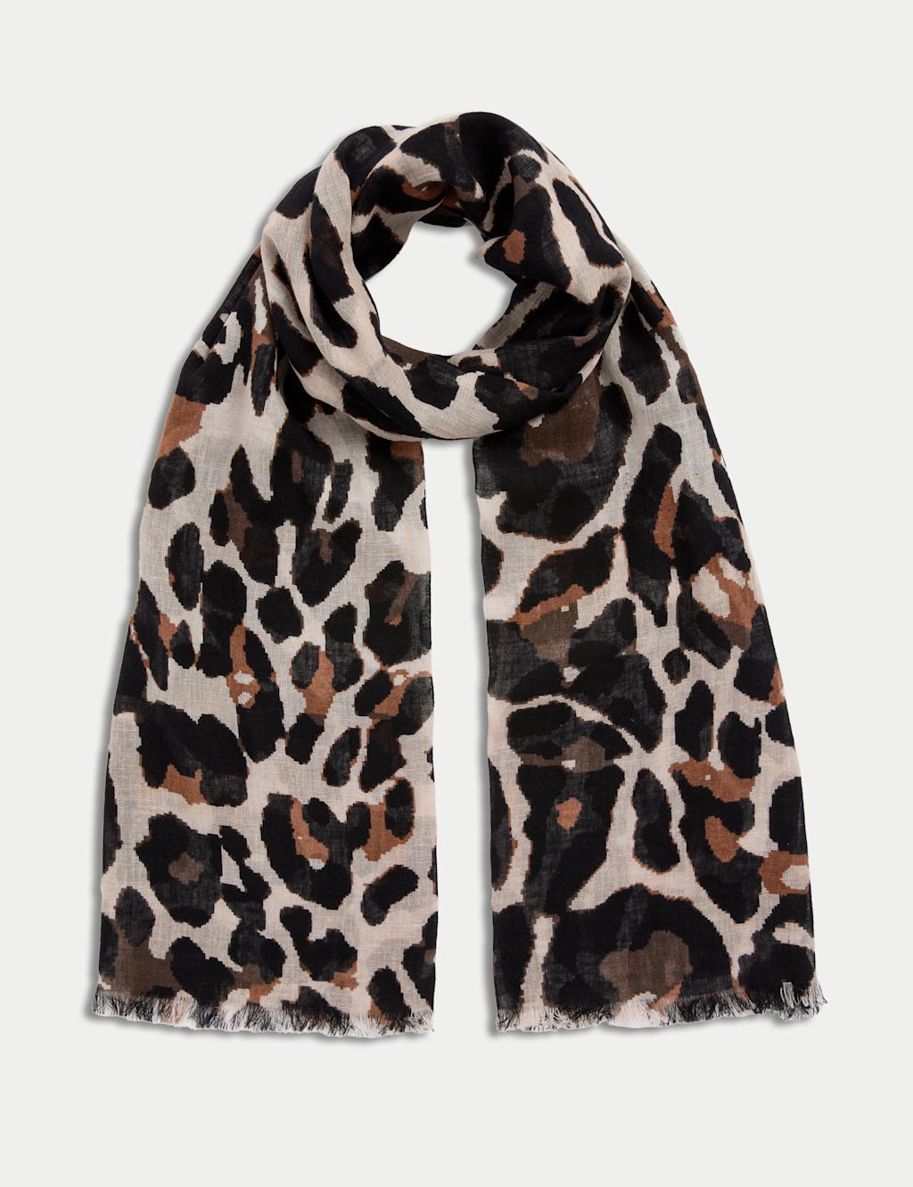 M&S Linen Blend Fringed Scarf - 1SIZE - Natural Mix, Natural Mix