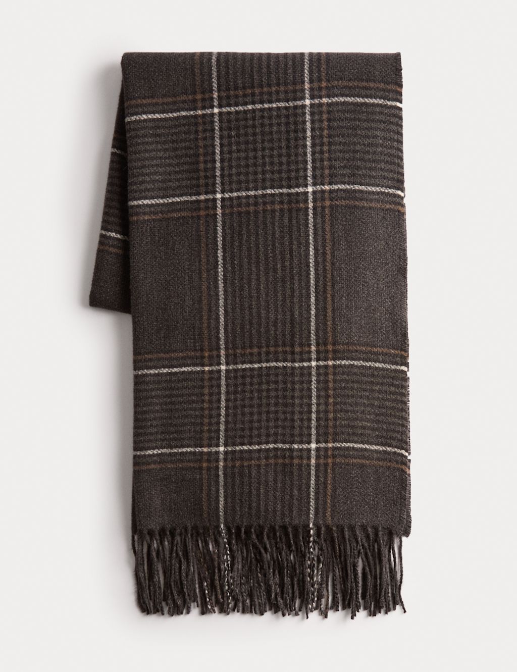 M&S Woven Checked Scarf - 1SIZE - Grey Mix, Grey Mix