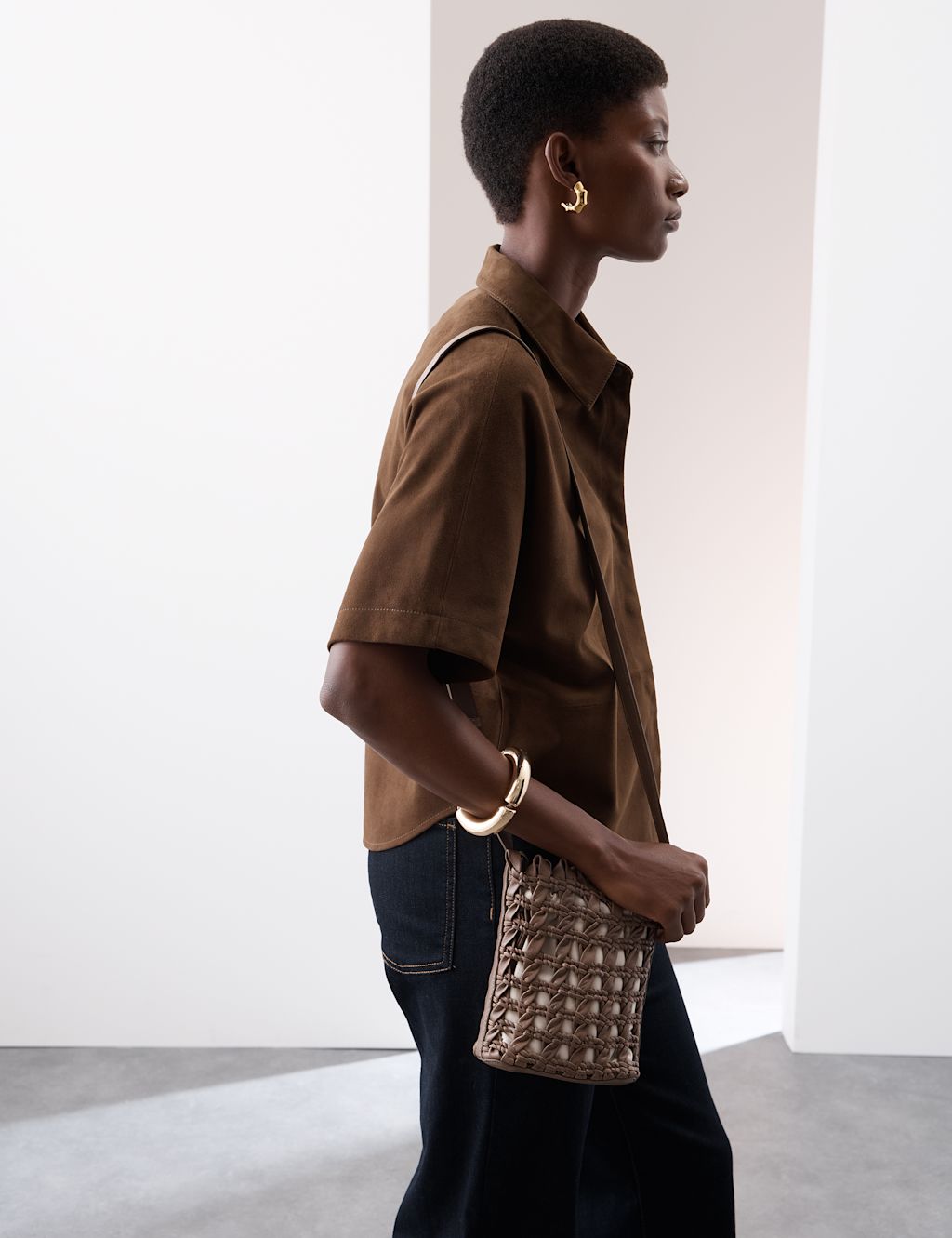 Autograph Pure Leather Woven Cross Body Bag - 1SIZE - Taupe, Taupe