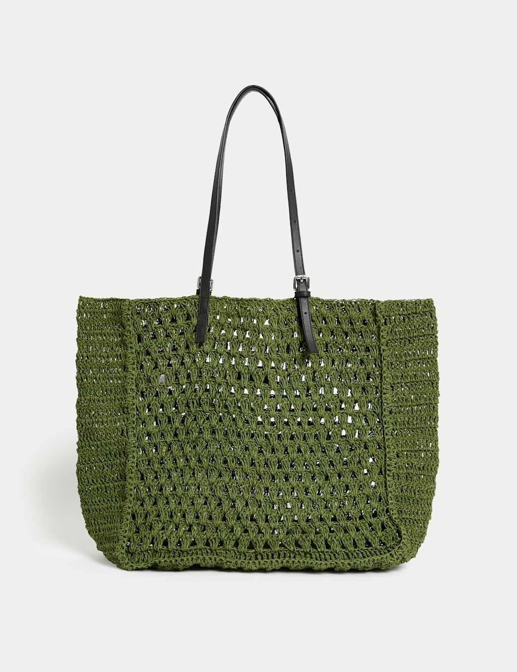 M&S Paper Straw Tote Bag - 1SIZE - Olive, Olive