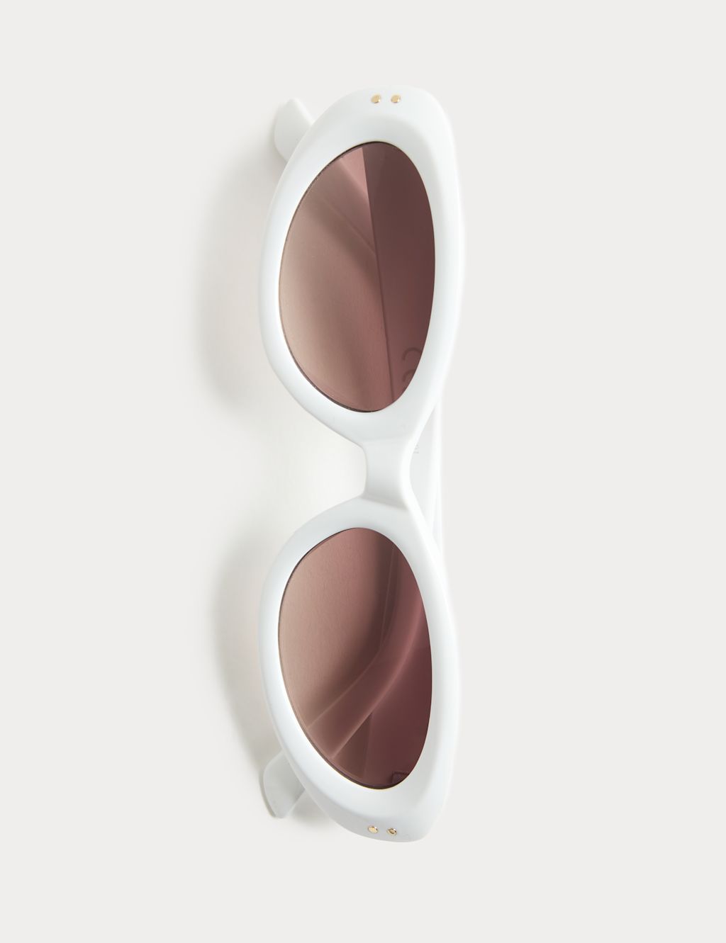 M&S Oval Cat Eye Sunglasses - White, White