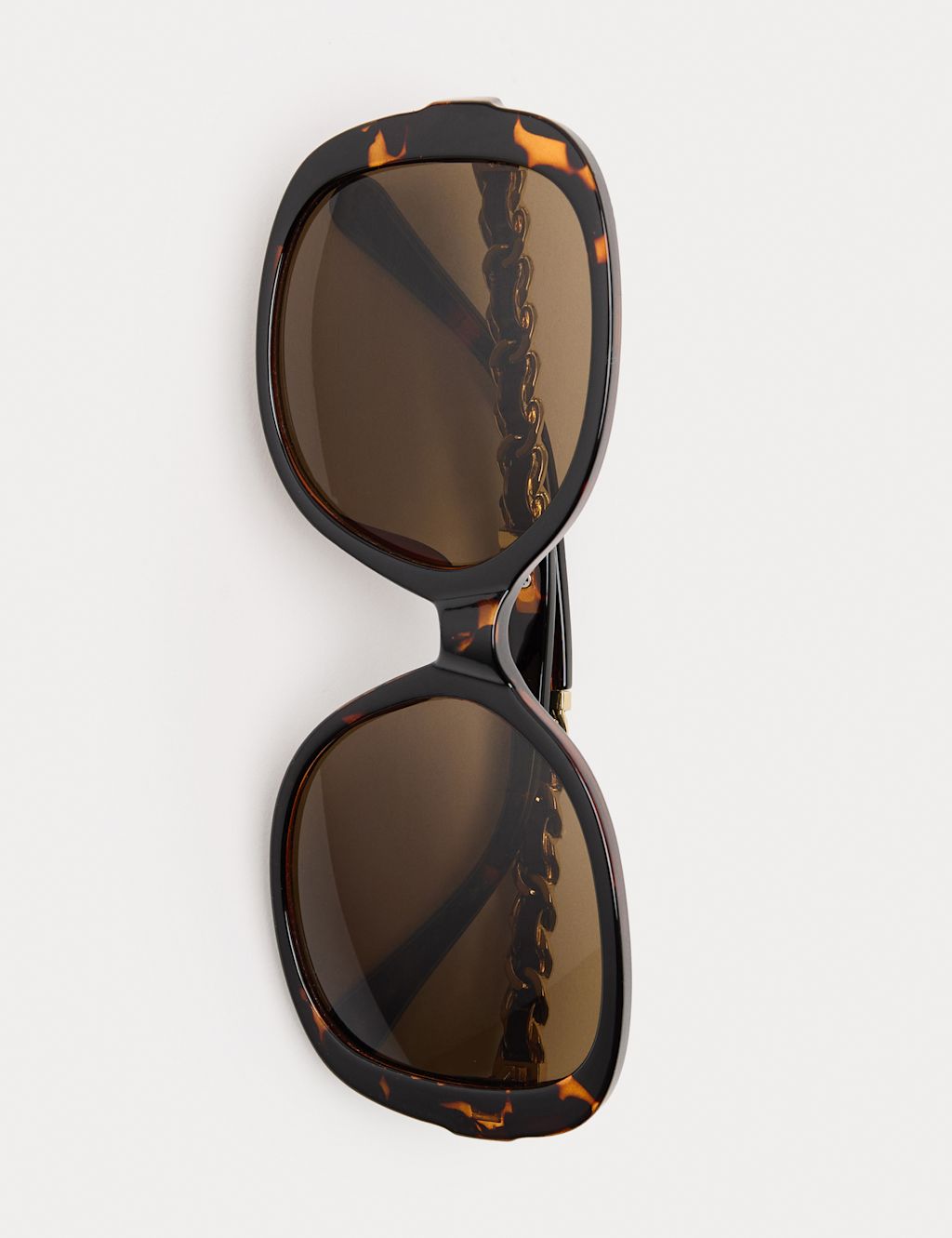 M&S Round Chain Detail Sunglasses - Brown, Brown