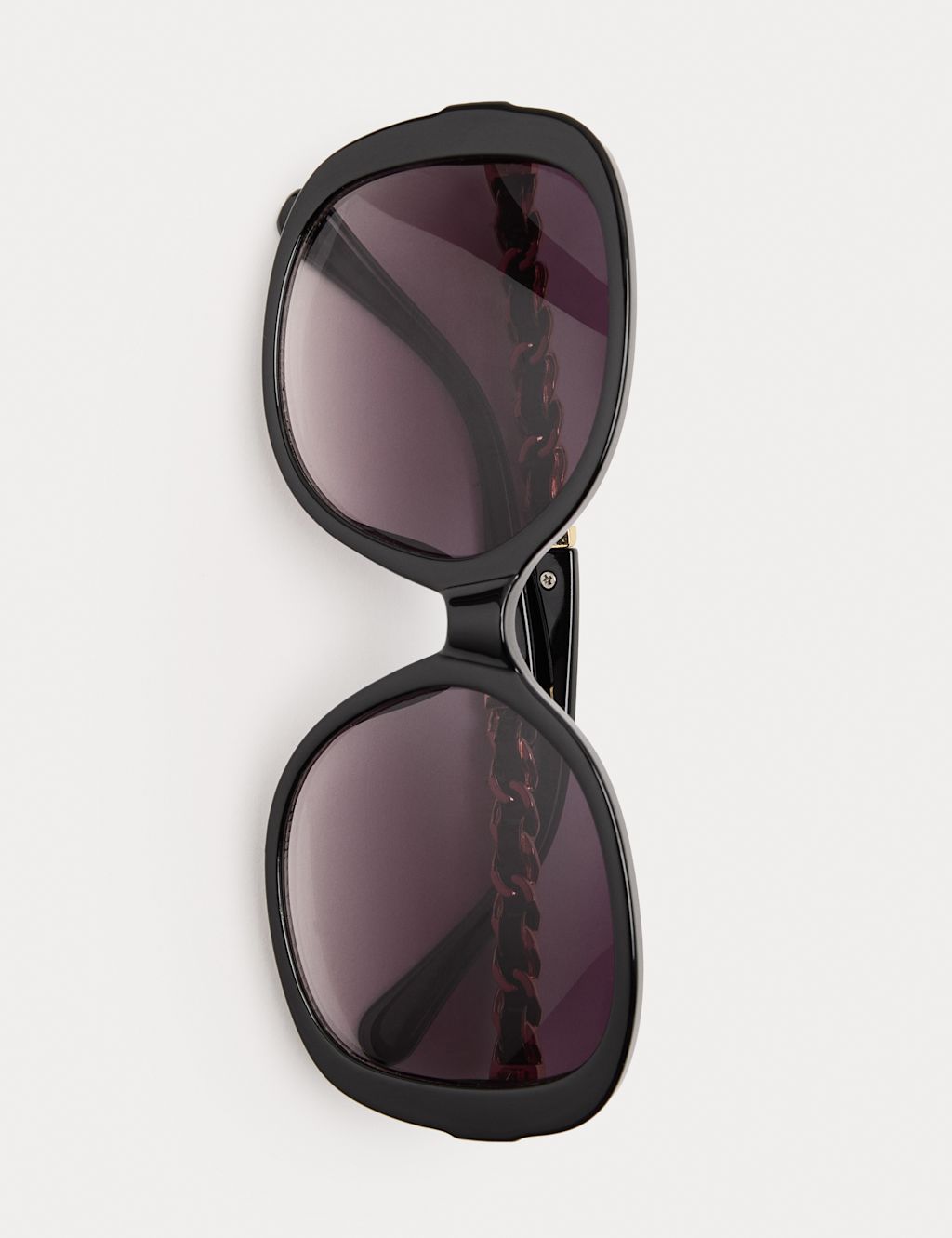 M&S Round Chain Detail Sunglasses - Black, Black