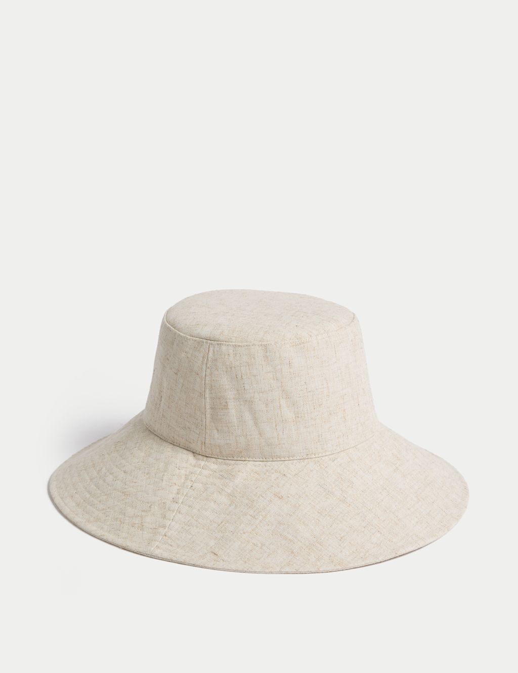 M&S Wide Brim Bucket Hat With Linen - S-M - Cream Mix, Cream Mix