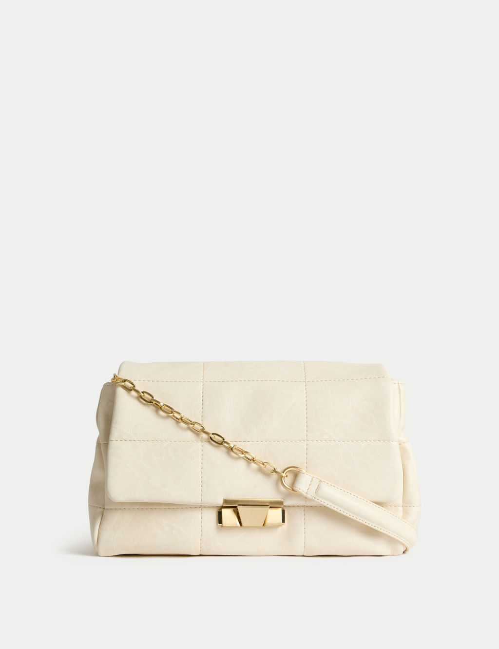 M&S Faux Leather Quilted Shoulder Bag - 1SIZE - Cream, Cream