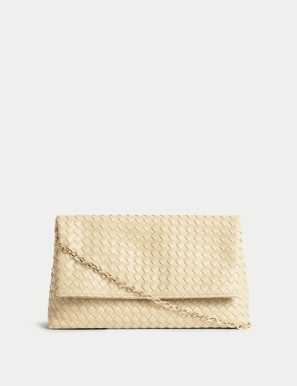 M&S Faux Leather Woven Clutch Bag - 1SIZE - Pale Yellow, Pale Yellow
