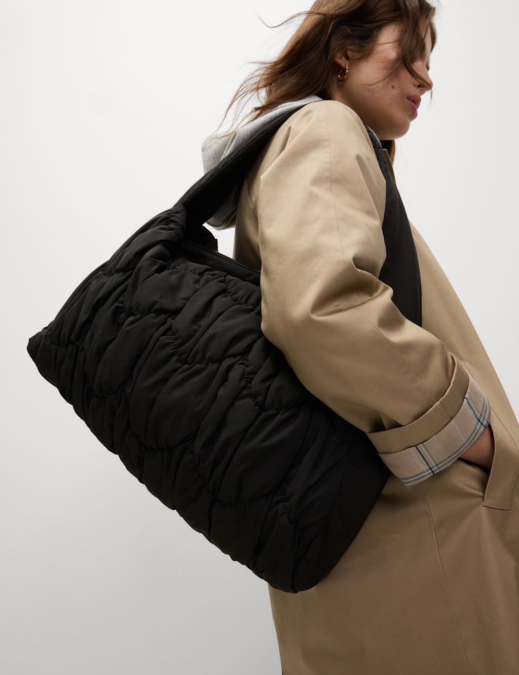 M&S Quilted Shoulder Bag - 1SIZE - Black, Black