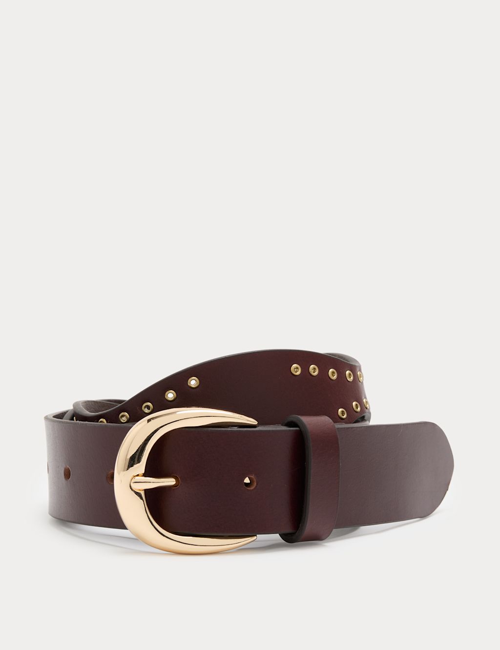 M&S Leather Feature Buckle Waist Belt - Large - Brown Mix, Brown Mix