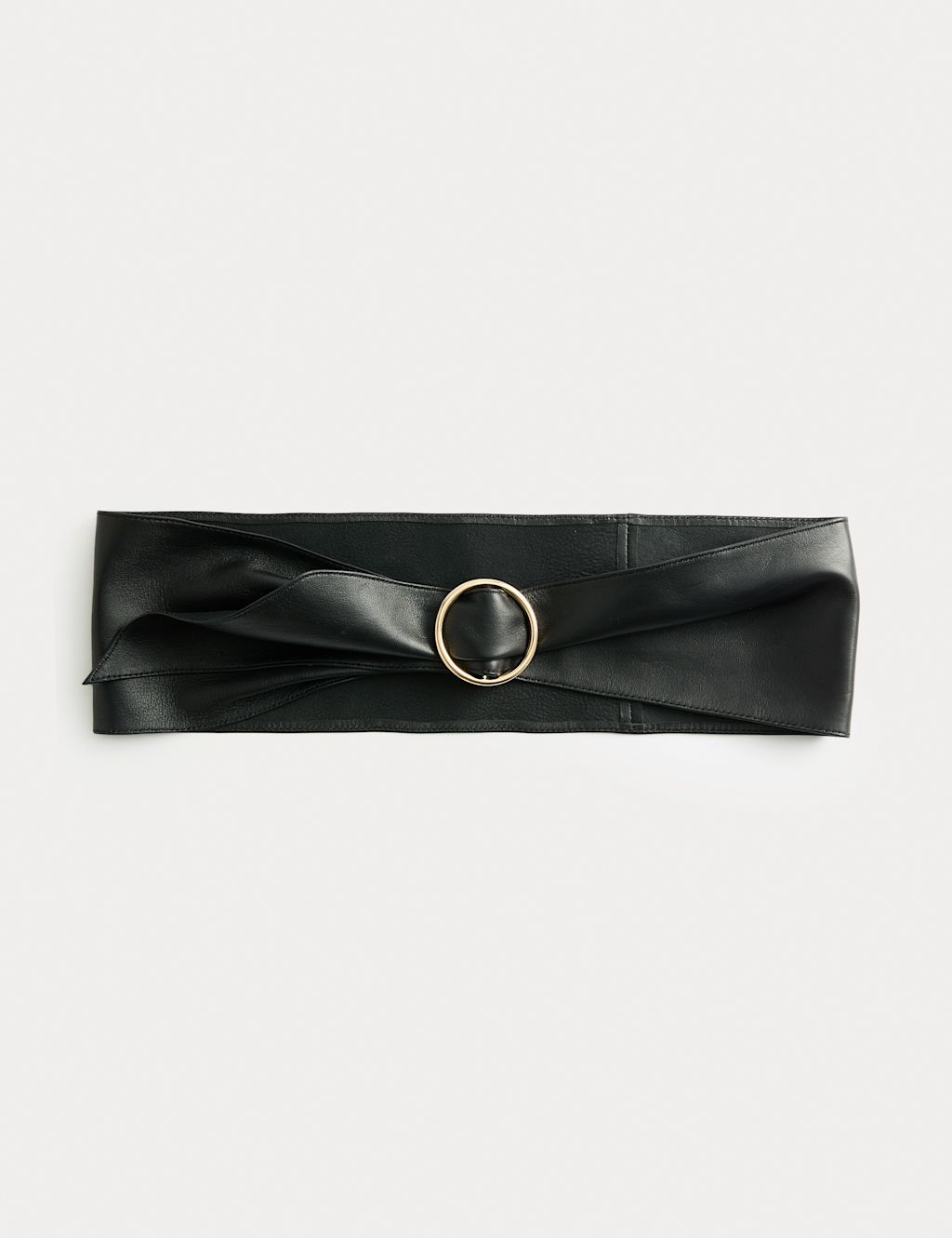M&S Leather Circle Buckle Belt - Black, Black