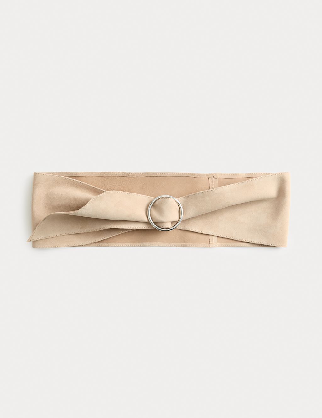 M&S Suede Circle Buckle Belt - Natural, Natural