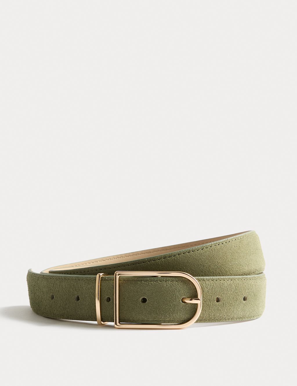 M&S Suede Refined Buckle Belt - XS - Olive, Olive