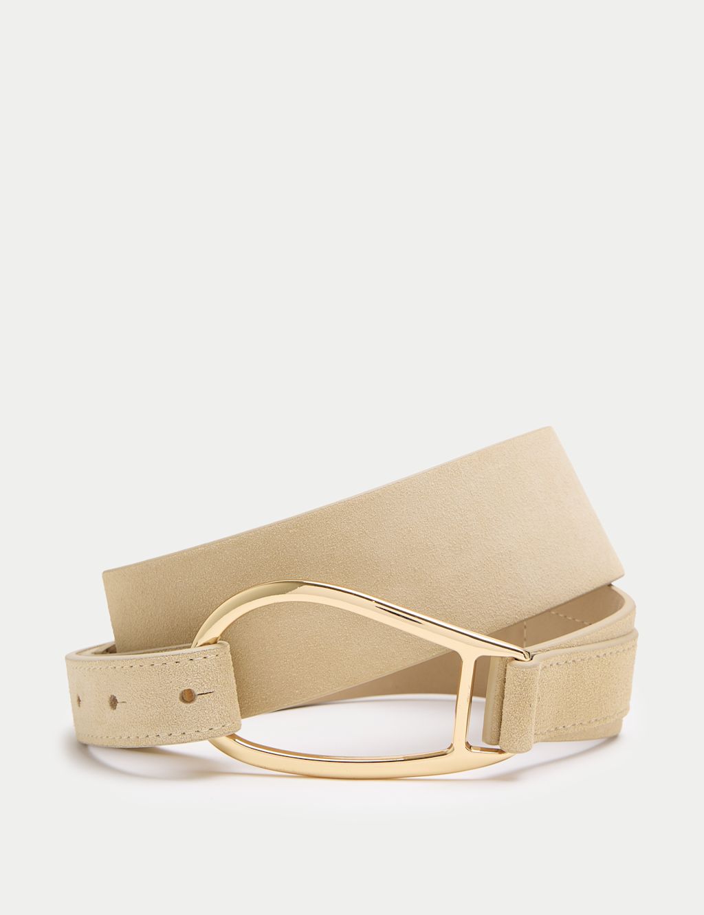 M&S Suede Asymmetric Buckle Waist Belt - Extra Small - Sand, Sand