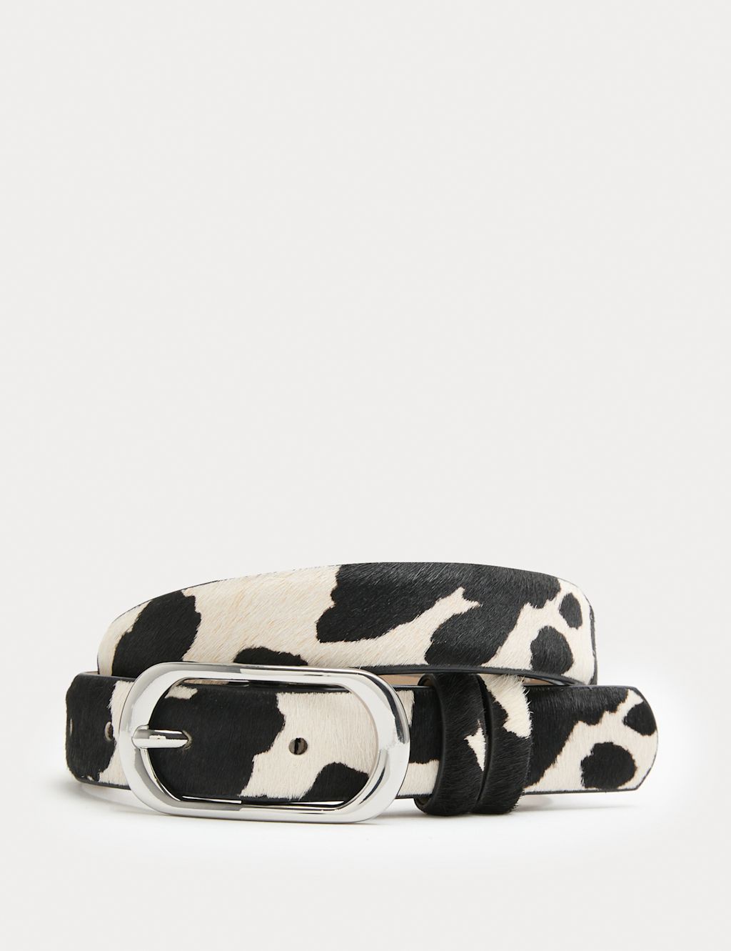 M&S Cow Print Waist Belt - Extra Small - Black Mix, Black Mix