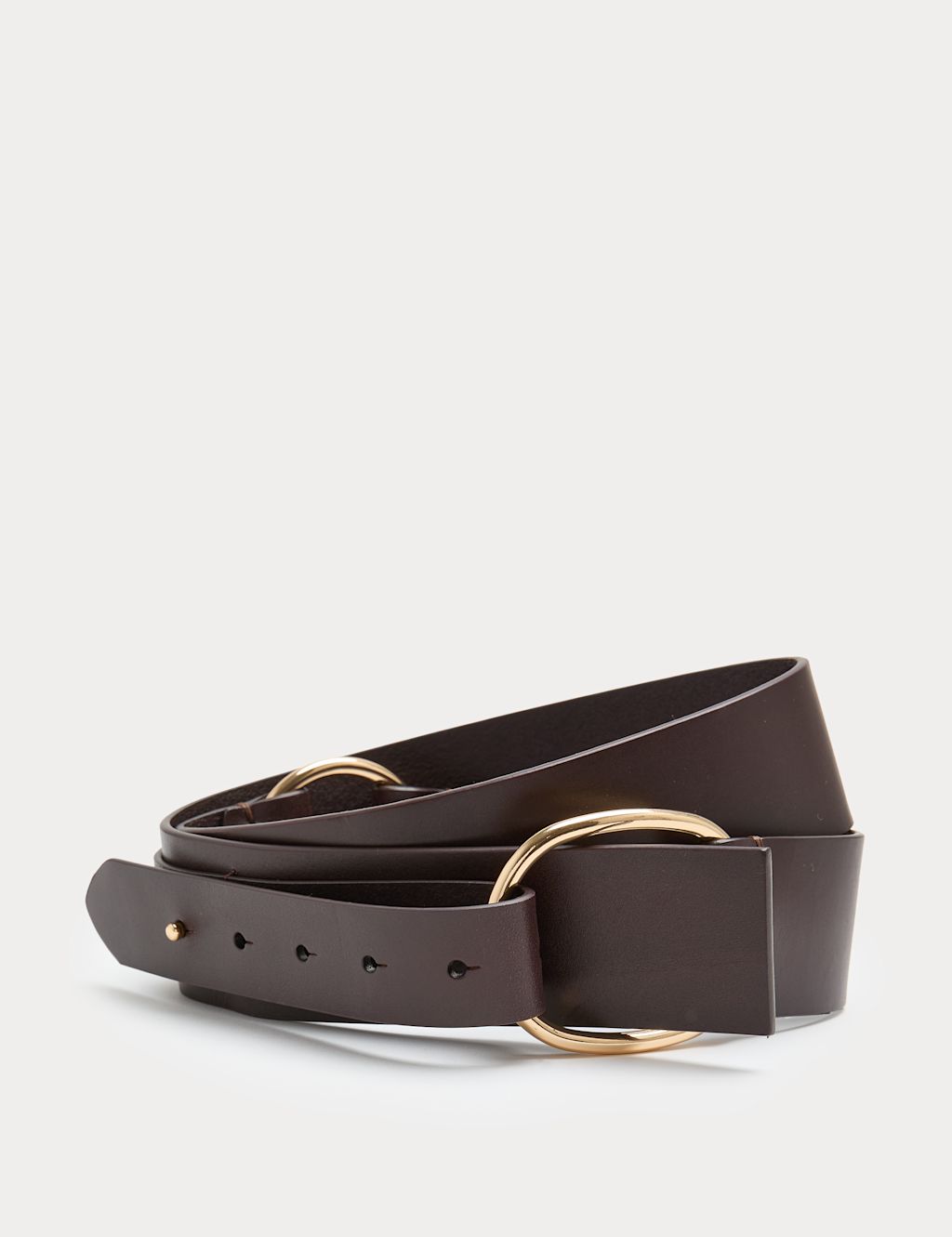 M&S Leather Wide Double D-Ring Jeans Belt - Extra Small - Cherry Red, Cherry Red
