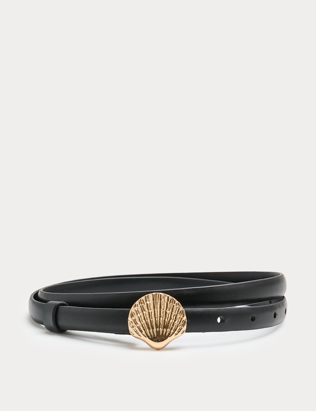 M&S Shell Buckle Waist Belt - Extra Small - Black, Black