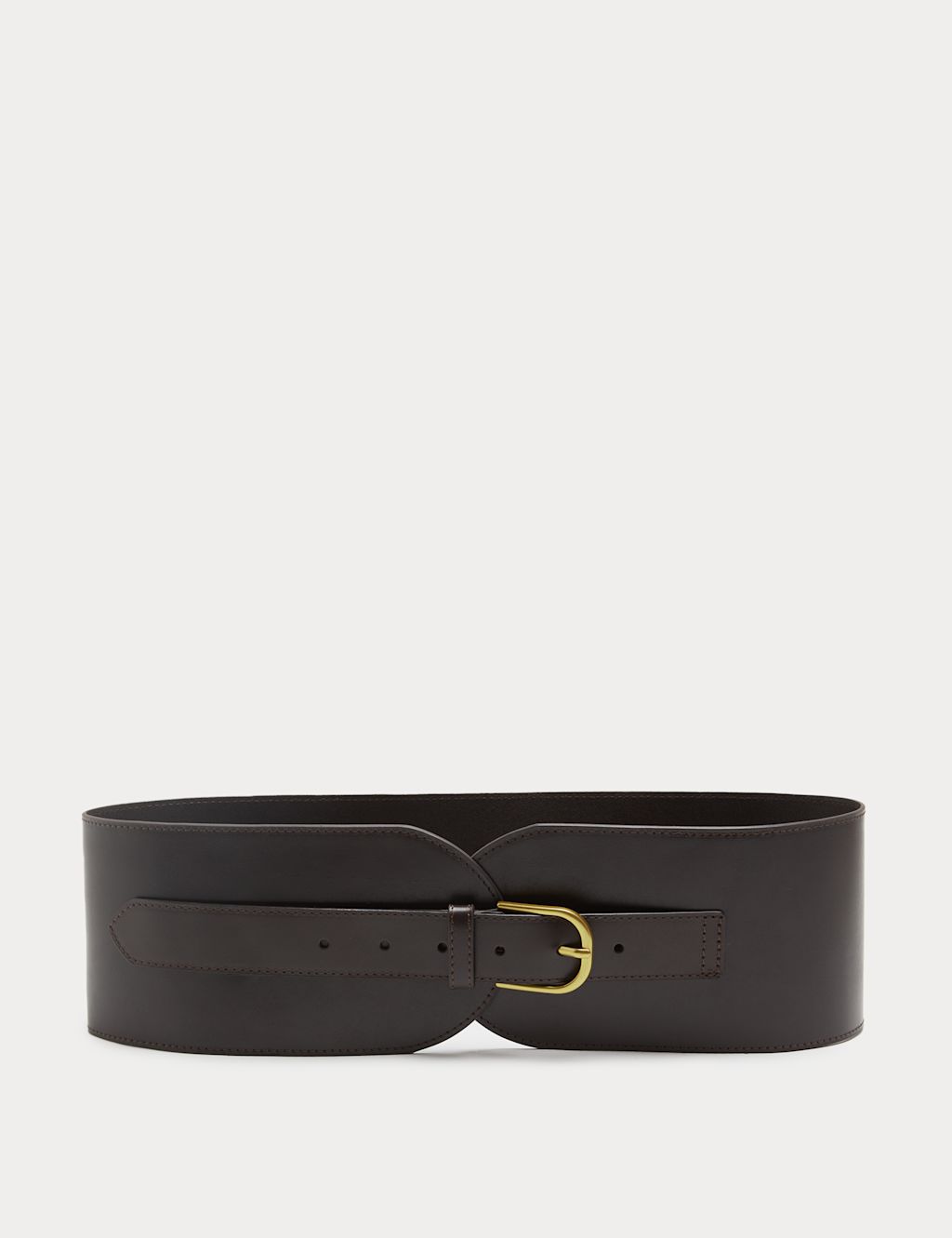 M&S Leather Extra Wide Waist Belt - Medium - Chocolate, Chocolate