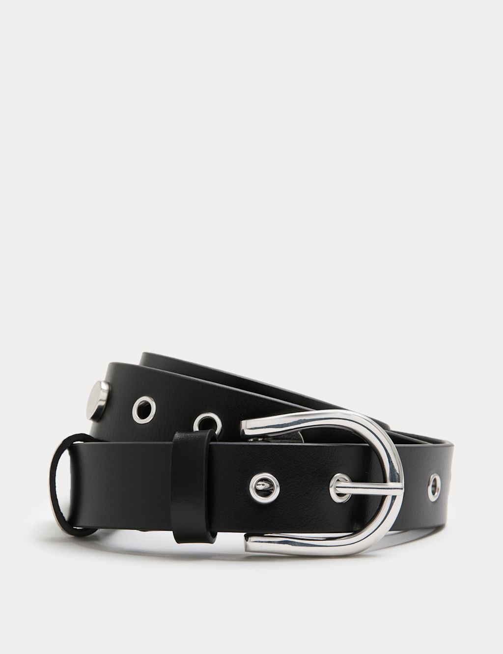 M&S Leather Studded Jeans Belt - Black, Black
