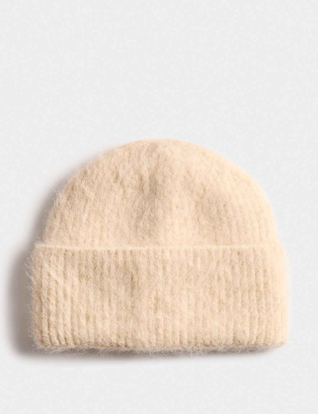 M&S Rib Fluffy Beanie Hat - 1SIZE - Cream, Cream