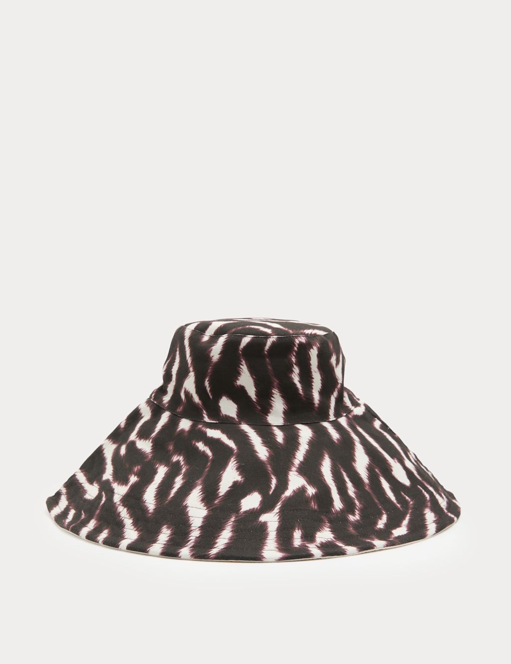M&S Pure Cotton Reversible Wide Brim Bucket Hat - Small-Medium - Black Mix, Black Mix