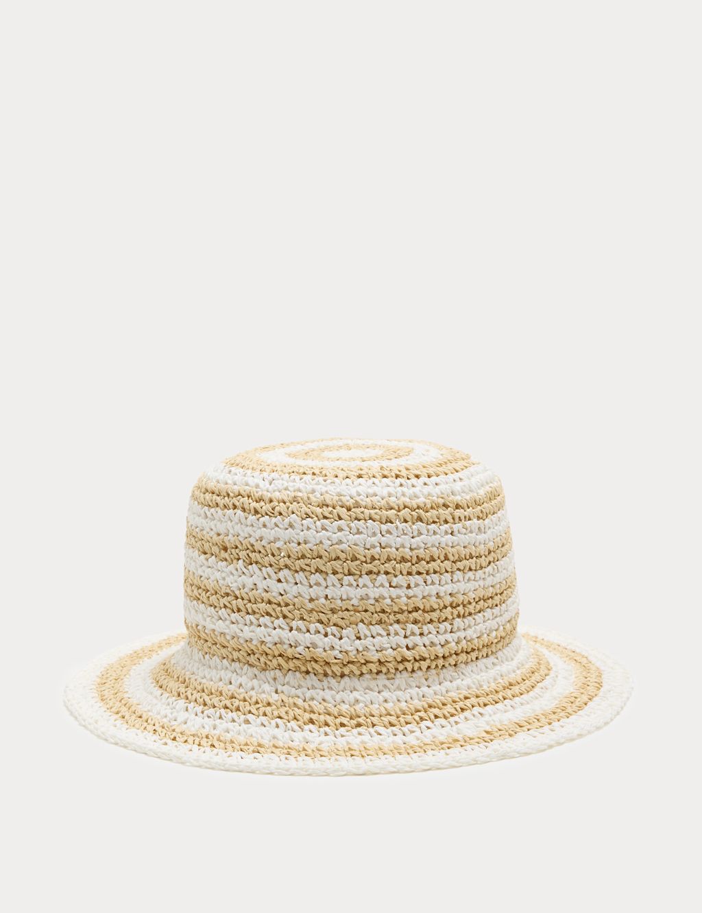 M&S Straw Striped Bucket Hat - Medium-Large - Natural Mix, Natural Mix