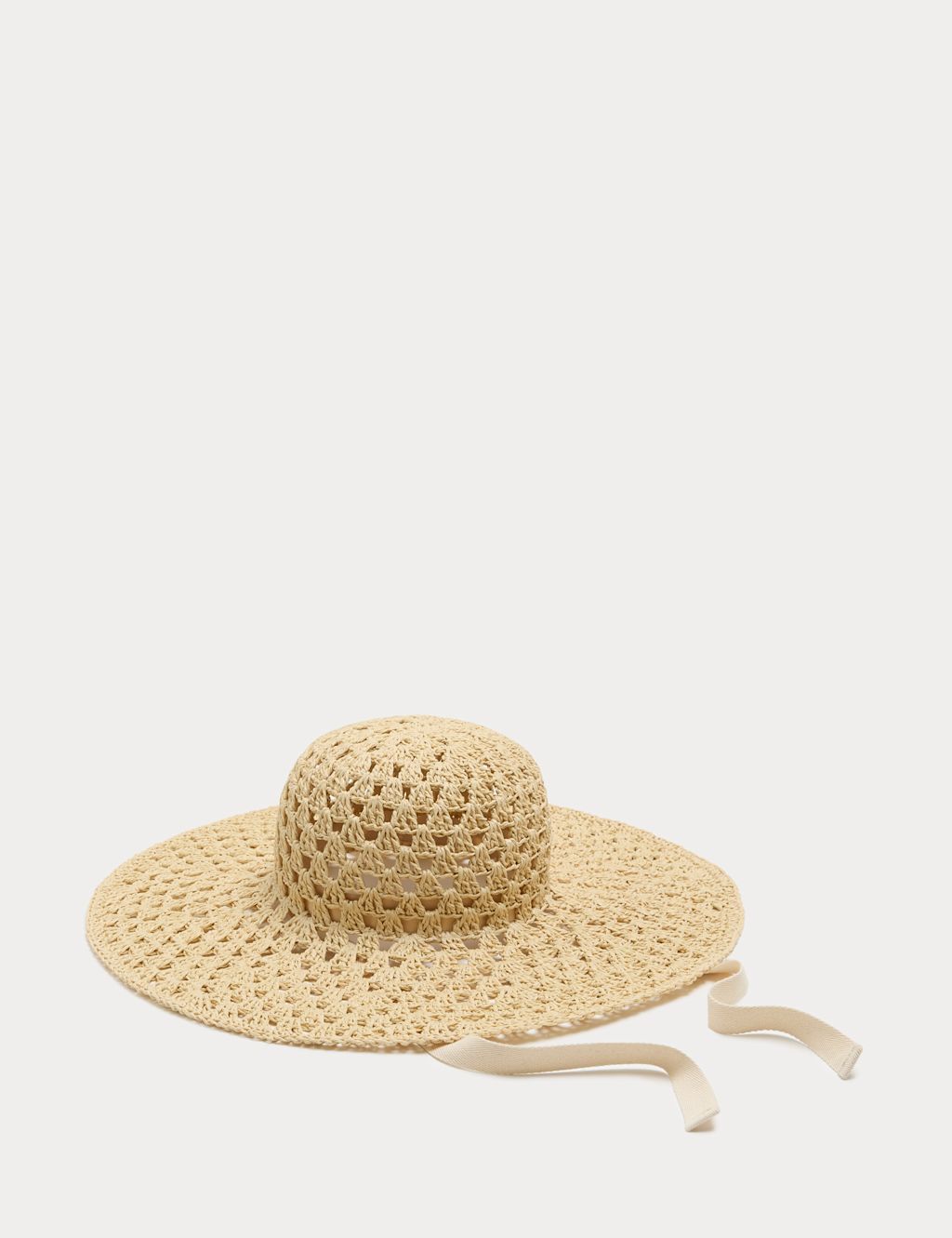 M&S Open Weave Wide Brim Hat - Small-Medium - Natural, Natural