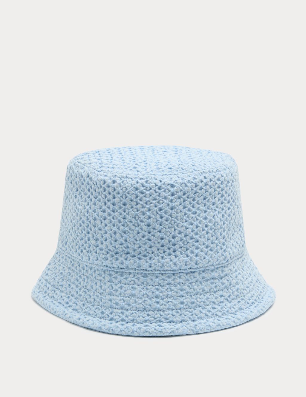 M&S Pure Cotton Textured Bucket Hat - Medium-Large - Blue, Blue