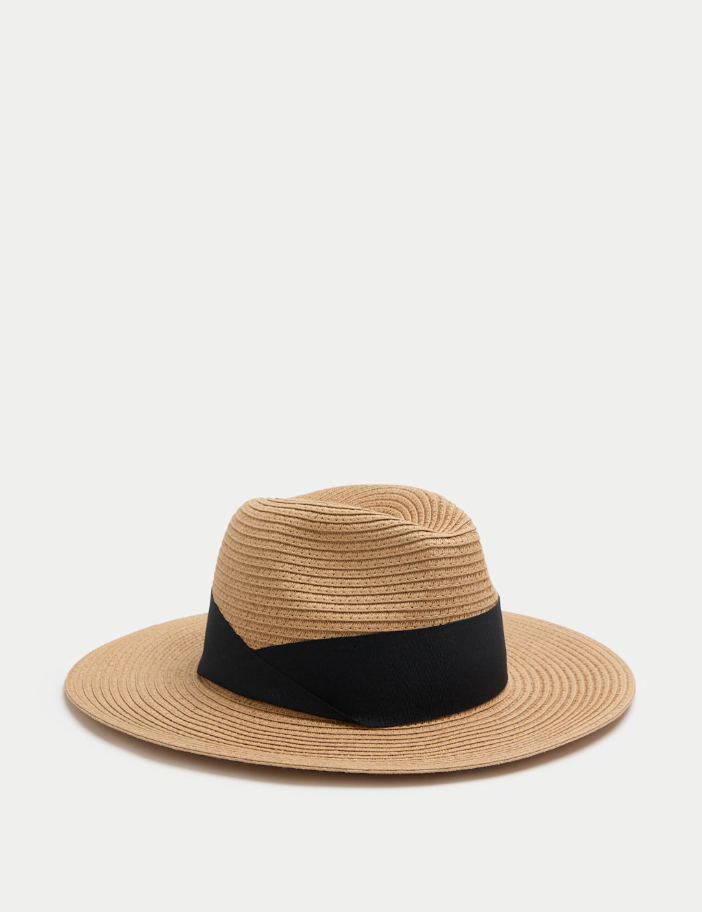M&S Paper Straw Fedora Hat - M-L - Natural, Natural