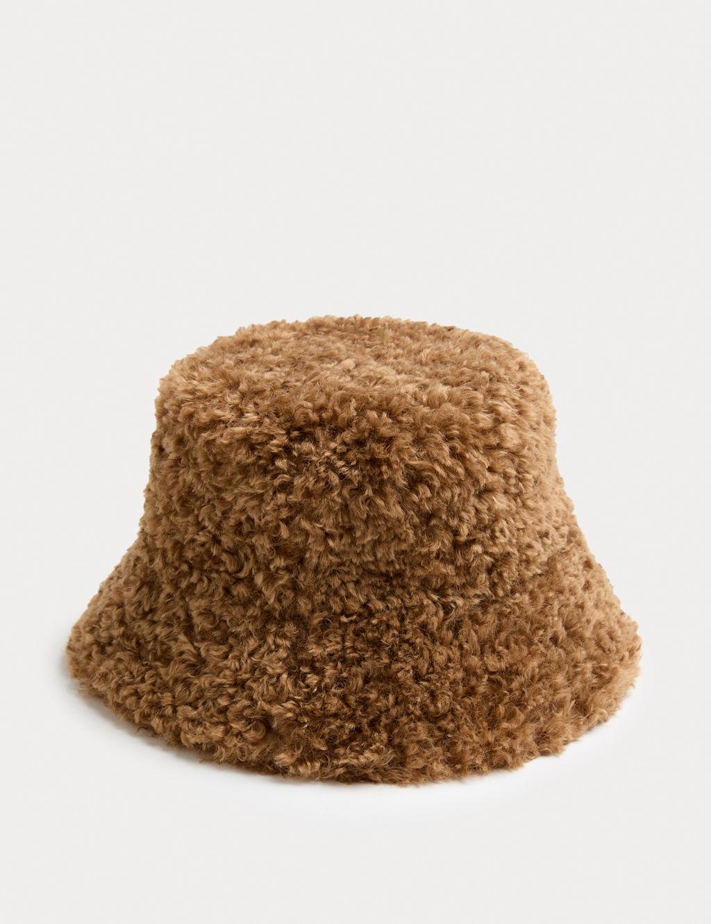 M&S Faux Fur Textured Bucket Hat - M-L - Caramel, Caramel