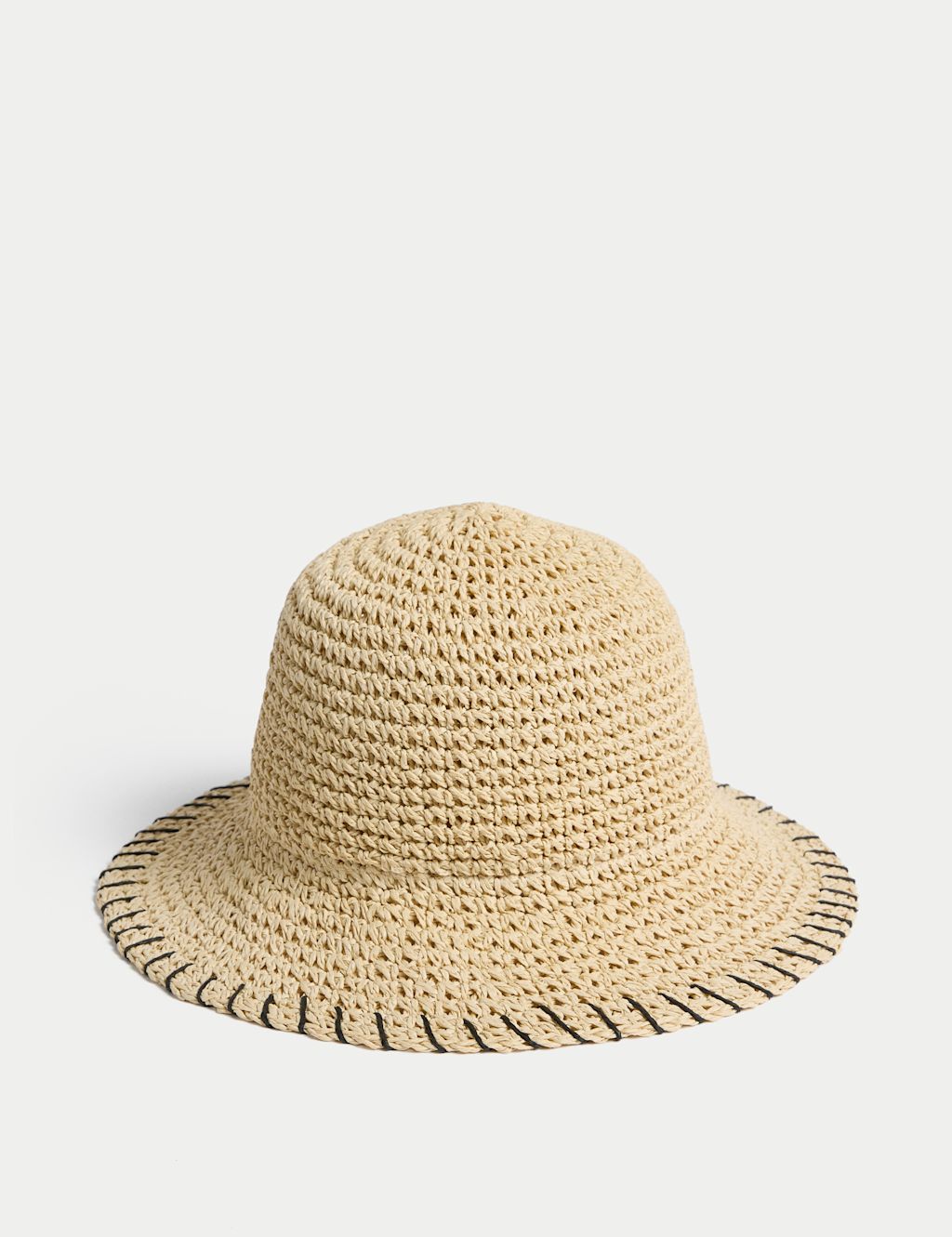 M&S Straw Whipstitch Bucket Hat - M-L - Natural Mix, Natural Mix