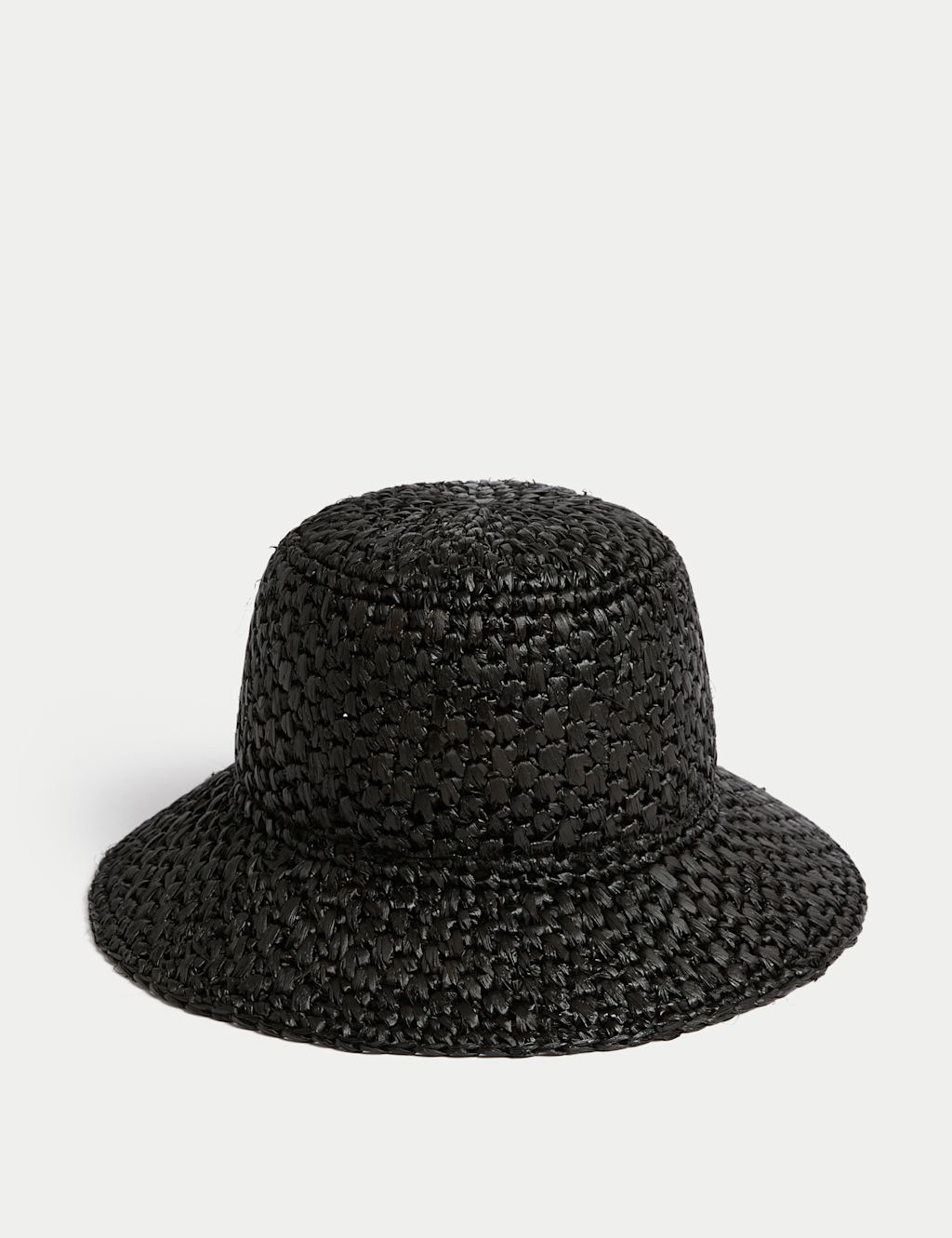 M&S Straw Chunky Woven Hat - M-L - Black, Black