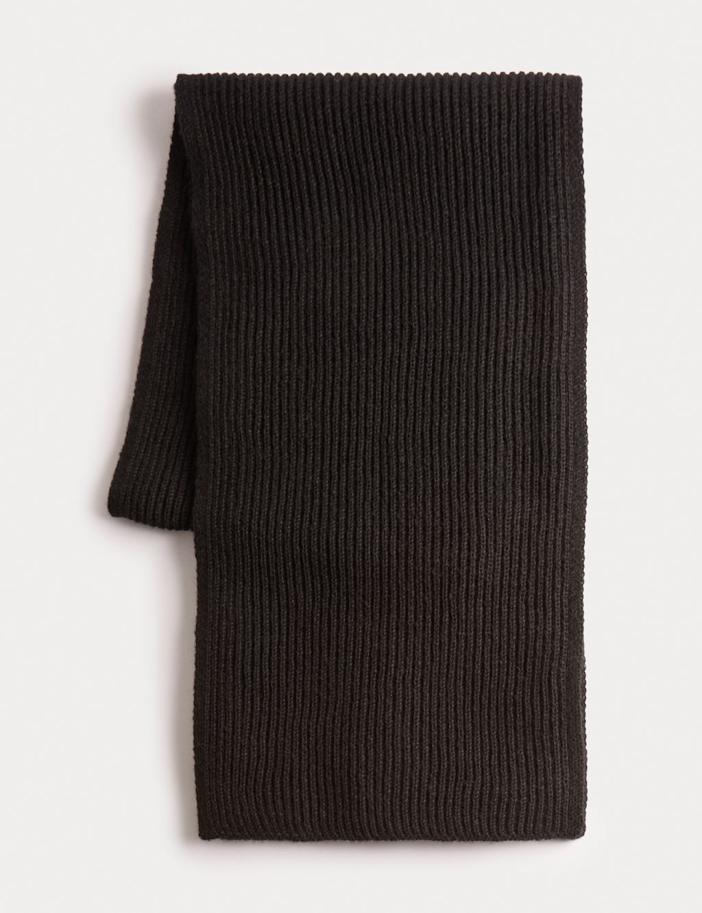 M&S Ribbed Knit Scarf - 1SIZE - Black, Black