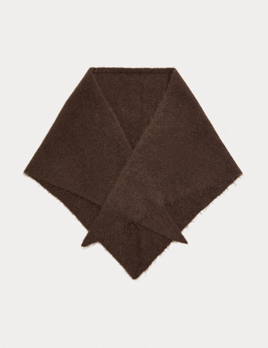 M&S Knitted Textured Triangle Scarf with Wool - 1SIZE - Chocolate, Chocolate