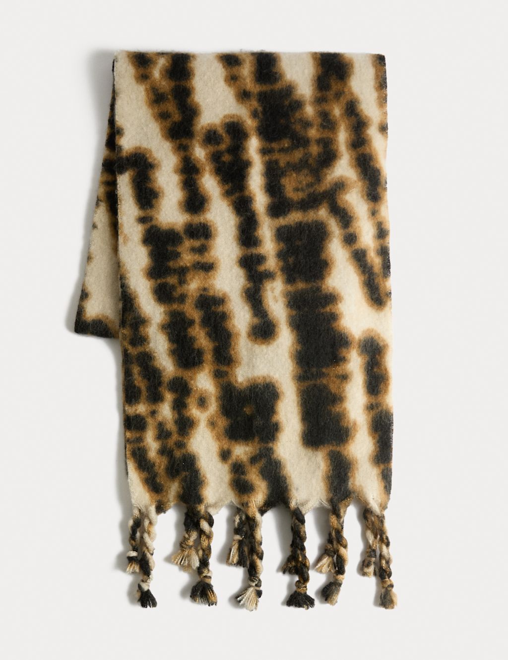 M&S Printed Brushed Scarf - 1SIZE - Brown Mix, Brown Mix