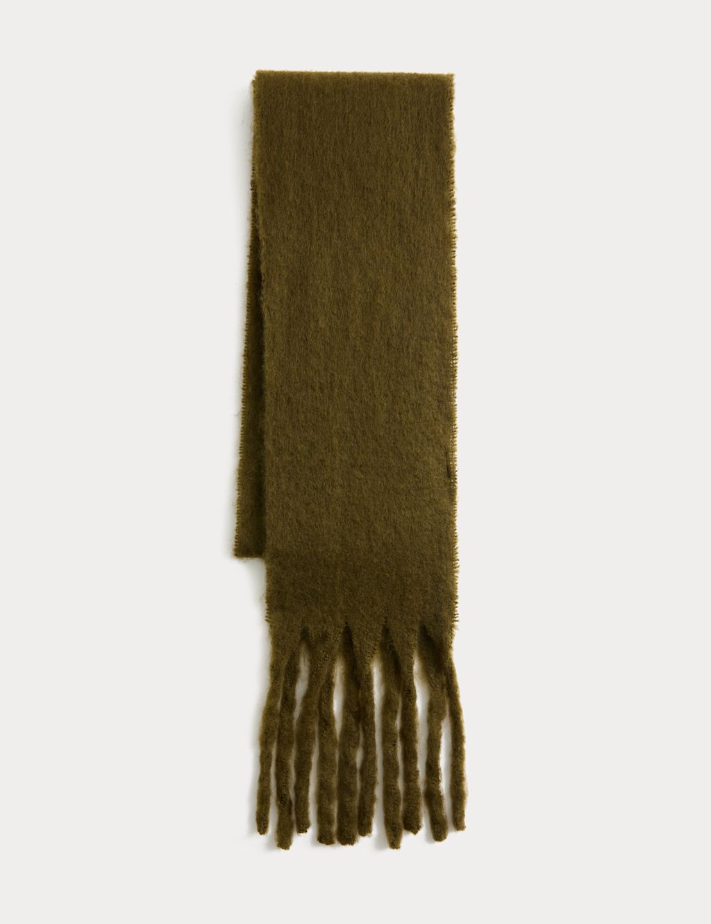 M&S Brushed Slim Scarf - 1SIZE - Olive, Olive