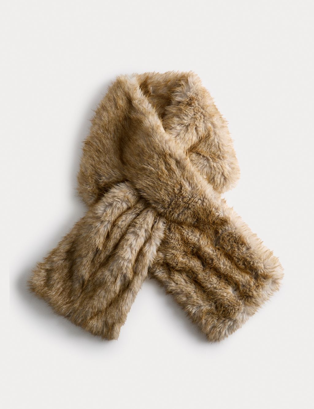 M&S Faux Fur Tipped Scarf - 1SIZE - Natural Mix, Natural Mix