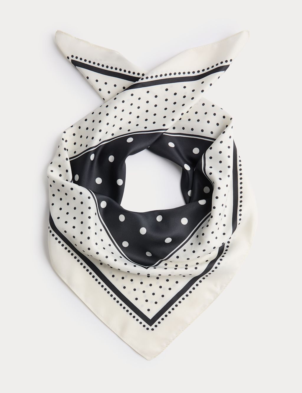 M&S Satin Printed Neckerchief - Cream Mix, Cream Mix