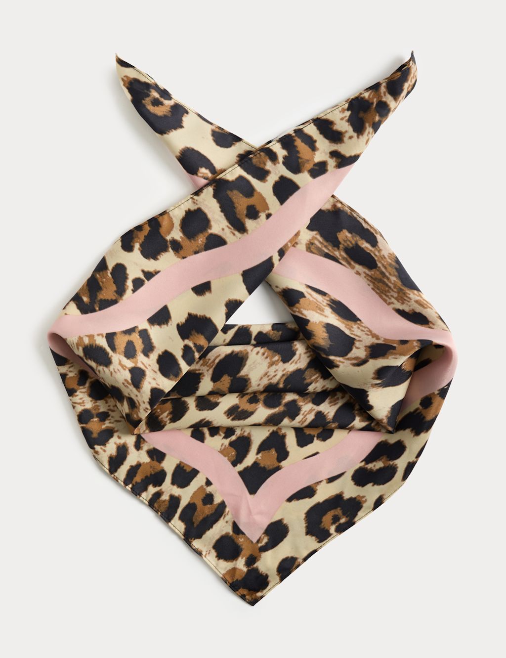 M&S Satin Printed Neckerchief - Brown Mix, Brown Mix