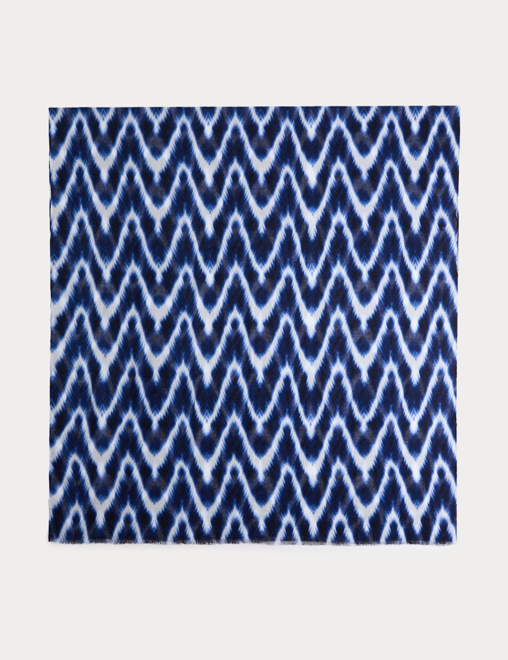 M&S Linen Blend Ikat Printed Scarf - Blue Mix, Blue Mix