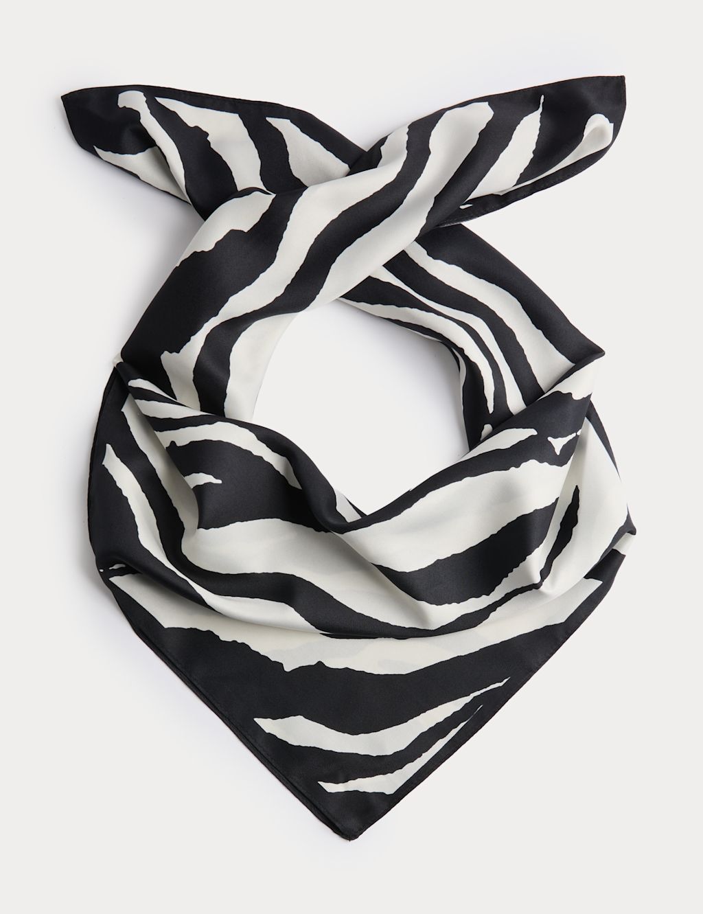 M&S Satin Zebra Print Neckerchief - Black Mix, Black Mix