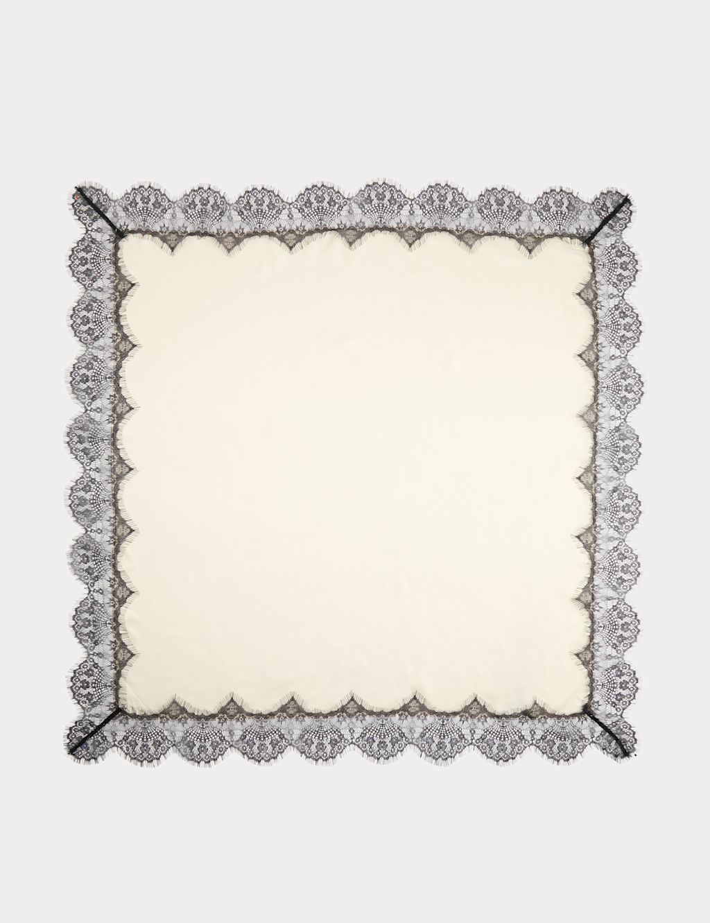 M&S Satin Lace Detail Scarf - Ivory, Ivory