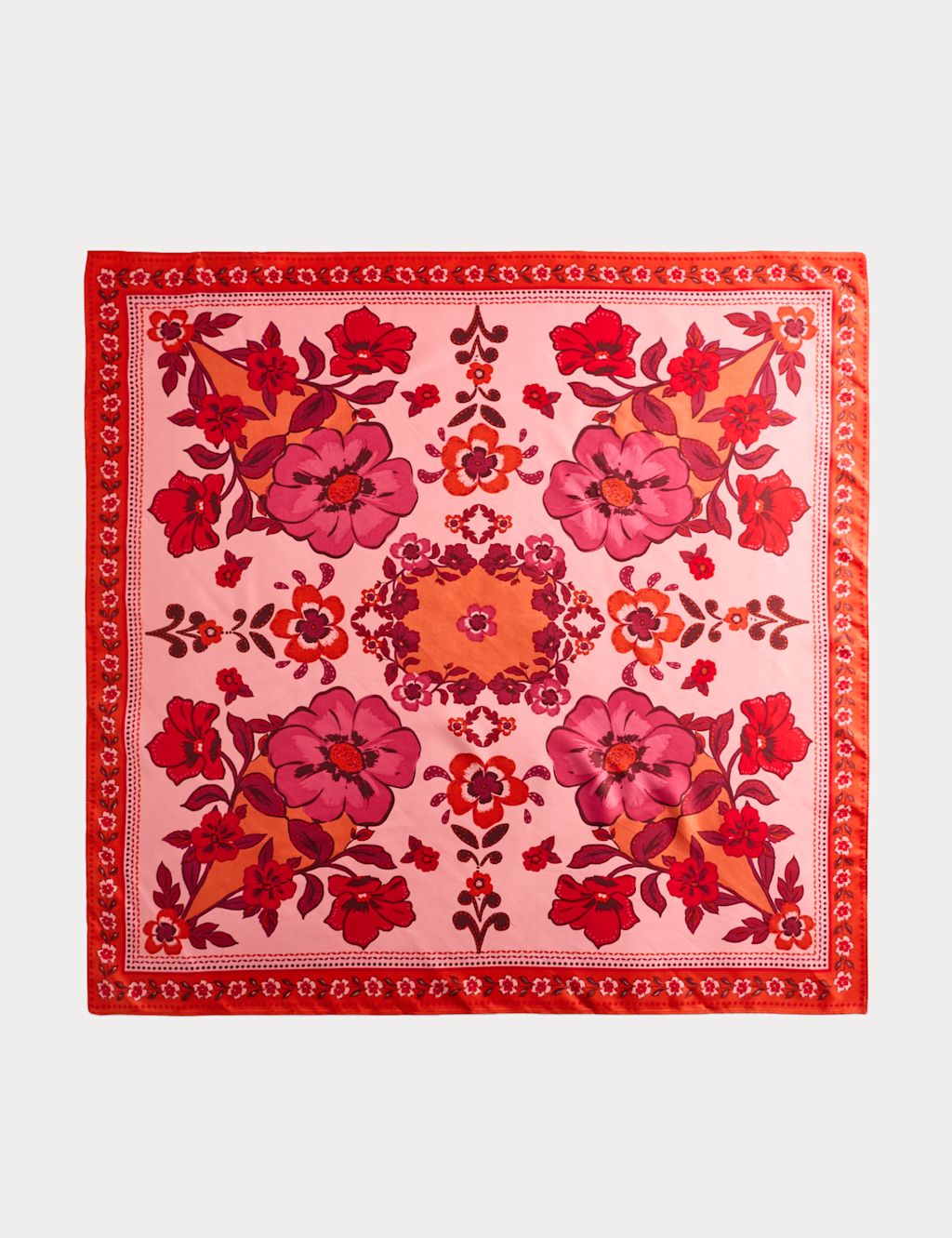 M&S Satin Printed Neckerchief - Pink Mix, Pink Mix