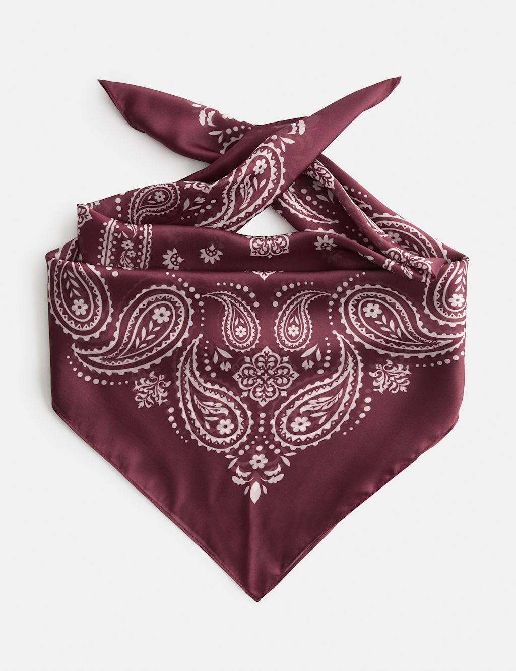 M&S Satin Printed Scarf - Burgundy Mix, Burgundy Mix
