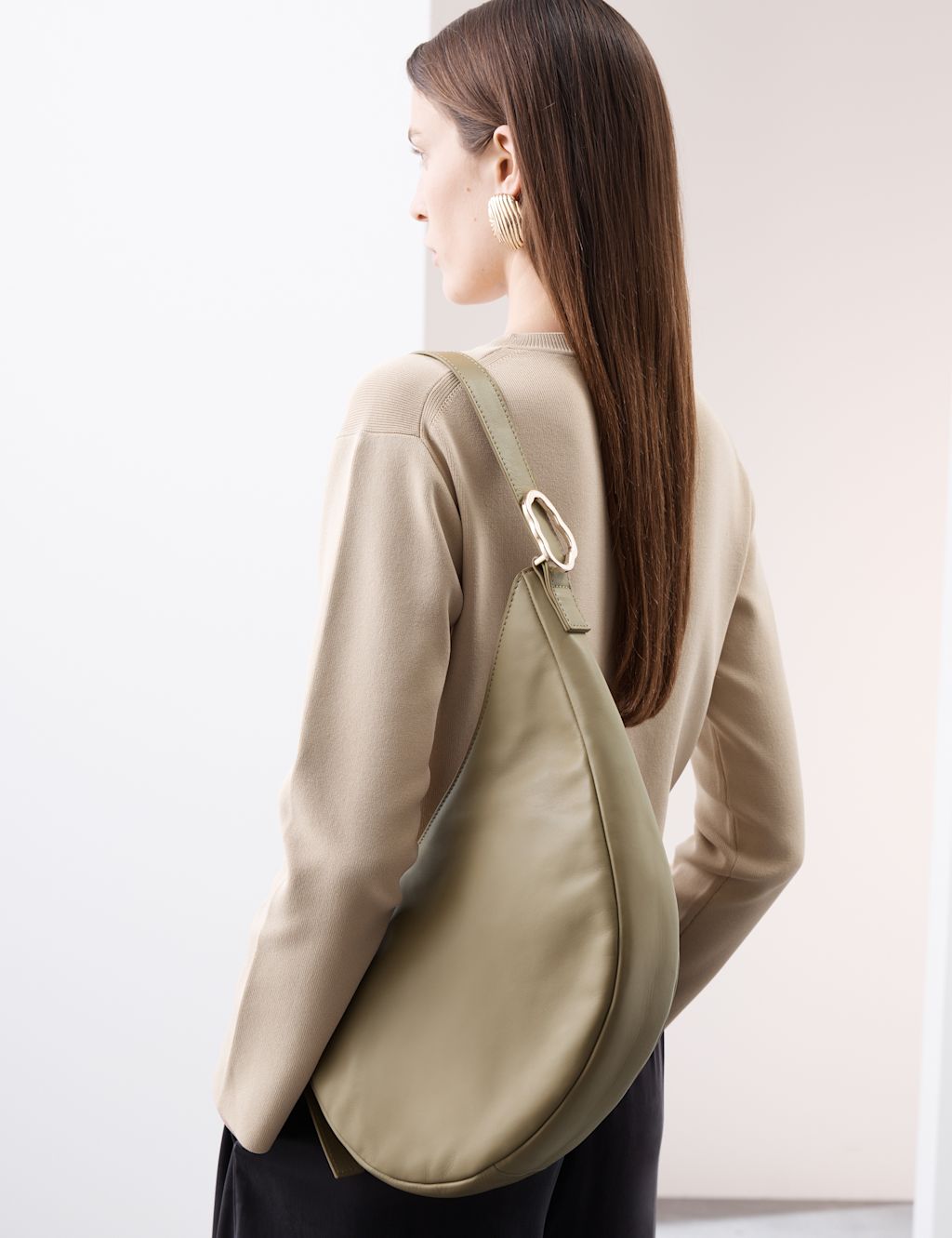 Autograph Pure Leather Buckle Shoulder Bag - 1SIZE - Taupe, Taupe
