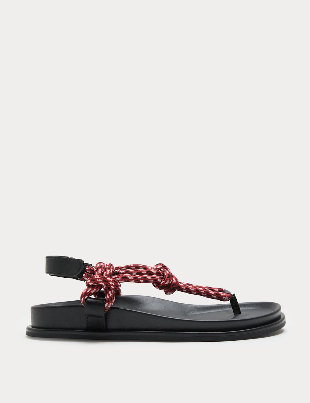 M&S Strappy Footbed Rope Detail Sandals - 3 - Black Mix, Black Mix
