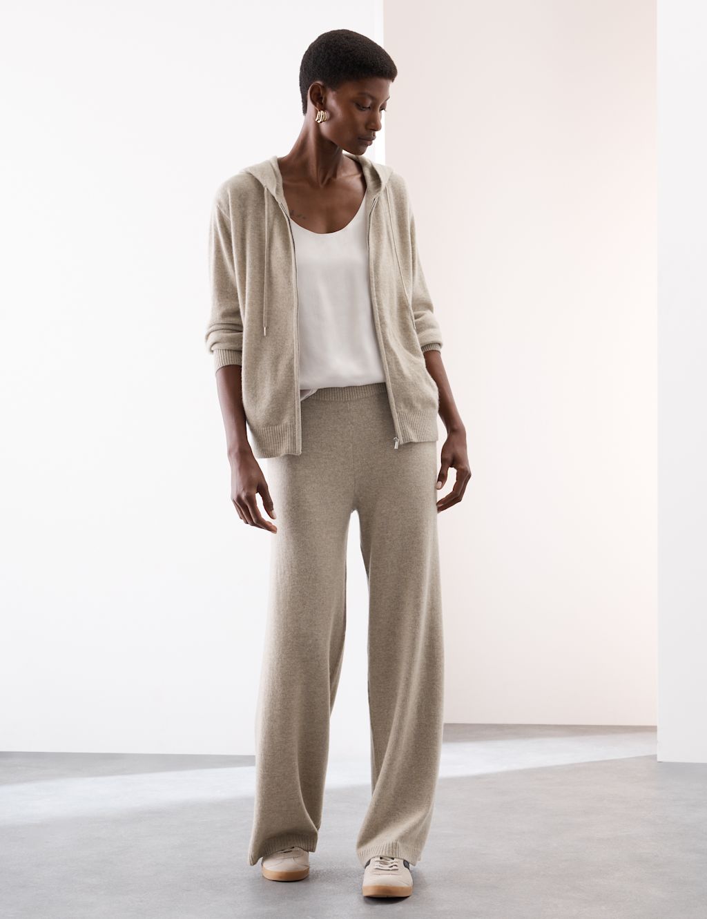 Autograph Pure Cashmere Wide Leg Trousers - Neutral, Neutral